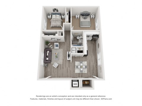 Floor plan for 2 beds, 1 bath, 1150 sqft